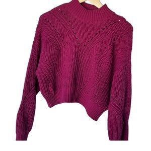 Elegant Knit Sweater in Rich fuchsia pink size Small crop sweater